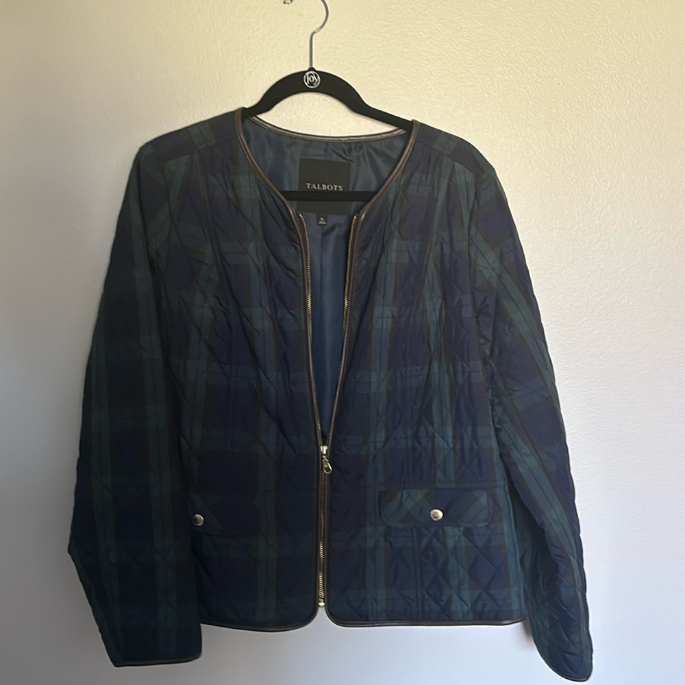 Talbots Navy and Green Plaid Jacket